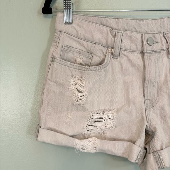 All Saints Jean Mom Shorts Womens 28 Gray Denim Distressed Wash Cuffed Casual - Picture 3 of 7